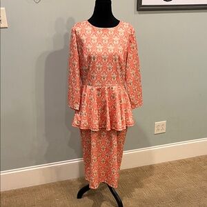 Dainty Jewells Coral and White Midi Dress